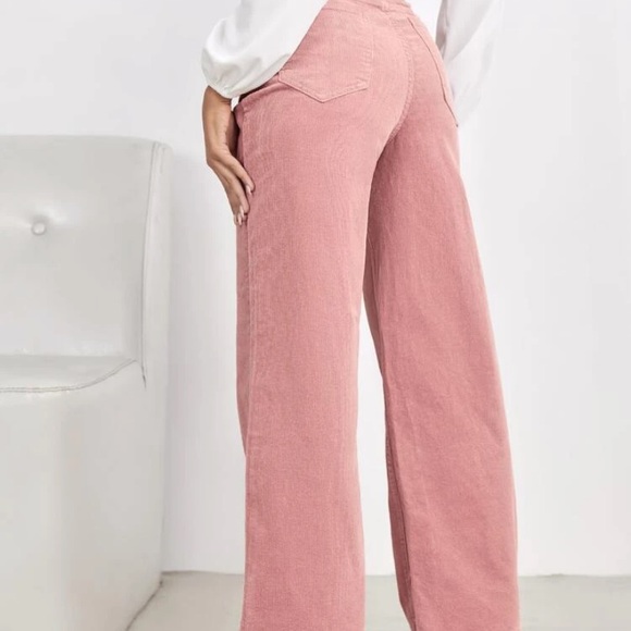 Pink High Waist Slant pocket cord pants - Picture 2 of 5